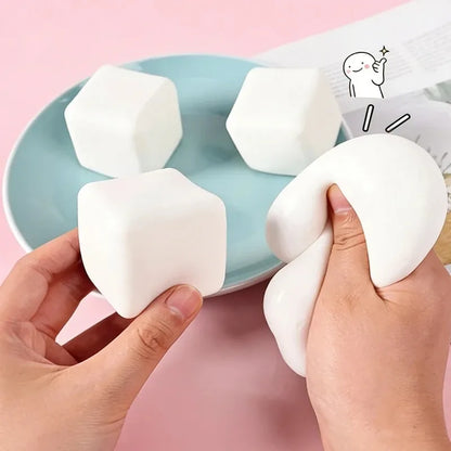Squishy Milk White Tofu Squeeze Toy Cute White Square Sensory Stress Relief Fidget Toys Dough Ball Gifts for Adults Best Gift