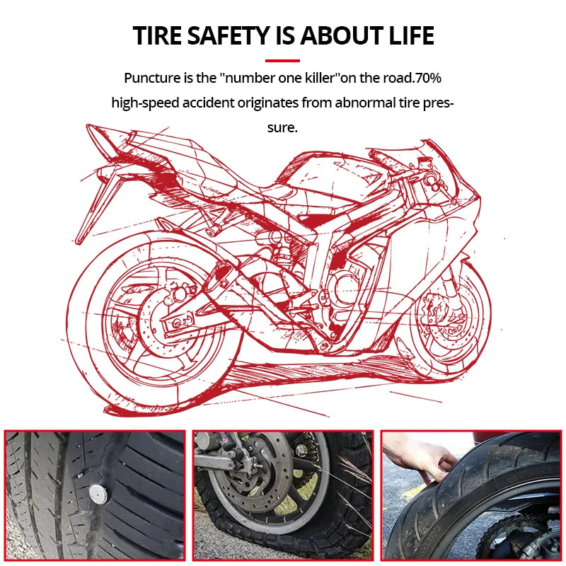 Motorbike TPMS With QC 3.0 Fast Charging USB Output Motorcycle Tire Pressure Alarm Monitor System Tyre Temperature Alarm System