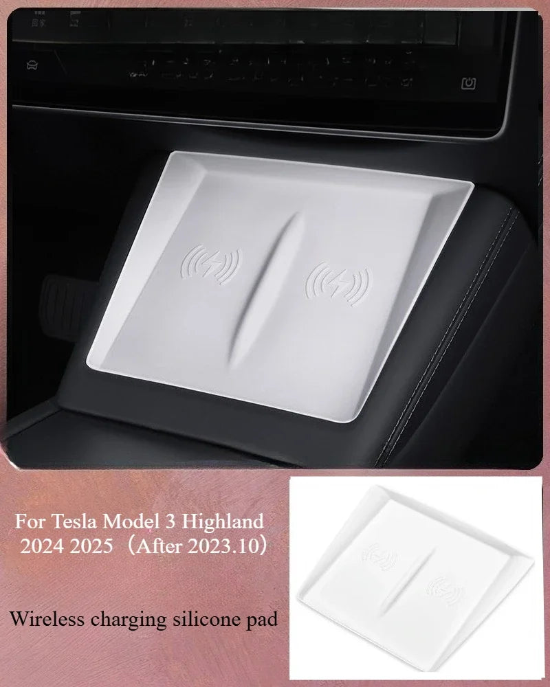 For Tesla Model Y Juniper 2025 White Interior Accessories Center Control Armrest Box Organizer Storage Box Cup Holder New Model3