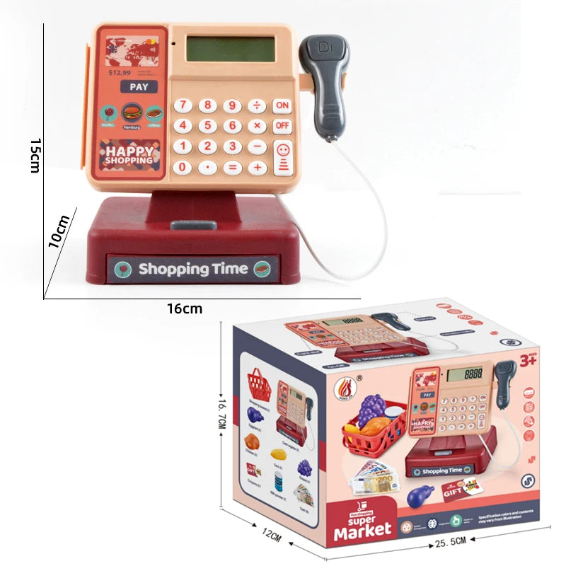 Supermarket Cash Register Game Pretend Play Toy Electric Puzzle Play Toy House Miniature Food Calculation Girl Toy Kids Gift