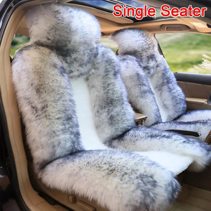Universal Winter Car Seat Cushions Australian Sheepskin Fur Seat Auto Cover Autumn Warm Winter Interior Accessories K6X4