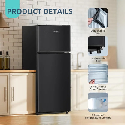 Mini Fridge with Freezer, 3.8 Cu.Ft Small Fridge, Energy Saving, Low Noise,7 Adjustable Thermostat