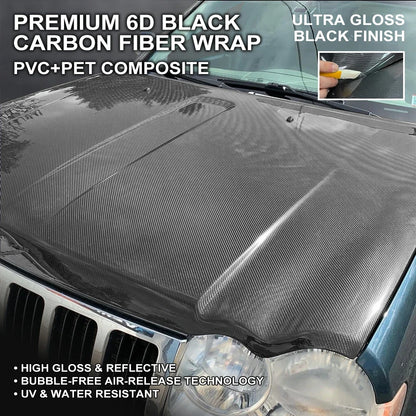 6D Carbon Fiber Black DIY Car Hood Bonnet Wrap Film Waterproof  Paint Protection Film Anti-Scratch Wrap Cover Tuning Accessories