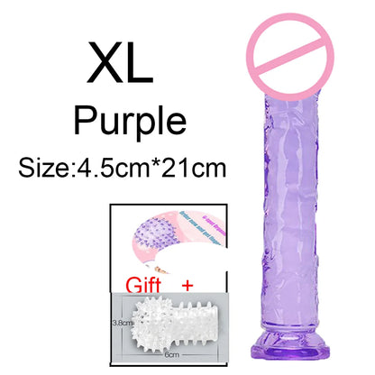 Cheap Women Erotic Anal 5 Colors Big Transparent Dildo Suction Cup Jelly Dick Sex Toys Soft Clitori Vaginal Masturbators Penis