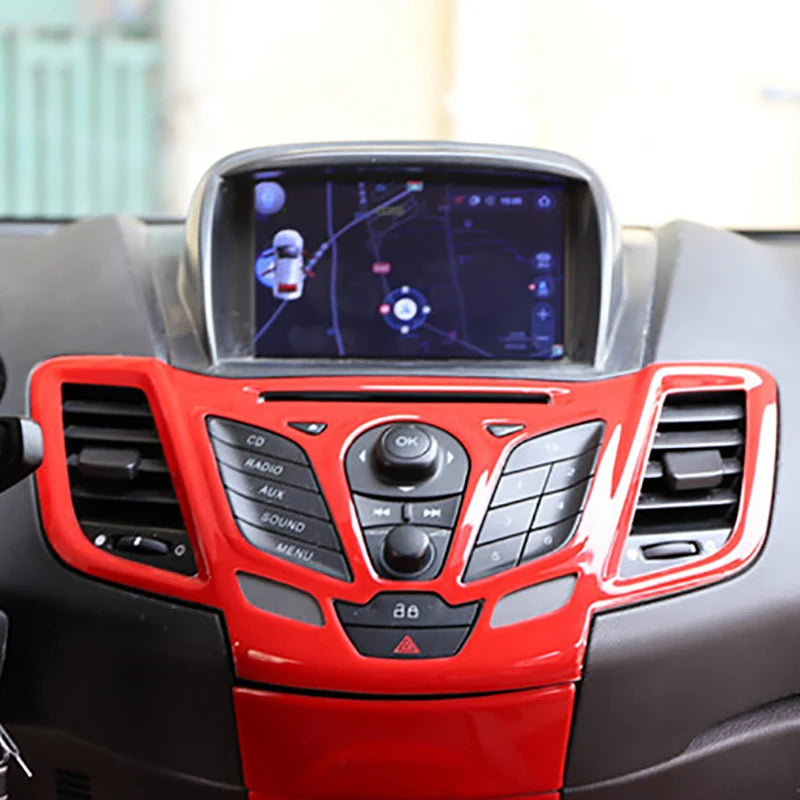 For Ford Fiesta 2009-2013 2011 2012 2013 Center Control CD Player Panel Frame Trim Cover Sticker