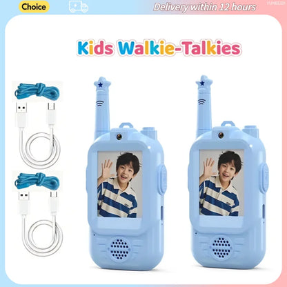 2PCS Kids Video Walkie Talkies HD Video Call Type-C Charging Intercom Toys No SIM Card Indoor Birthday Gift for Boys Girls Age3+