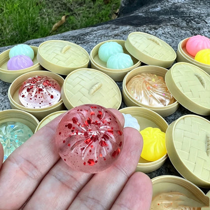 Mini Dumplings Squishy Steamer Bun Squeezable Toys Set Soft Stress Relief Crystal Squishy Fidget Sensory Toy Party Favors Gift