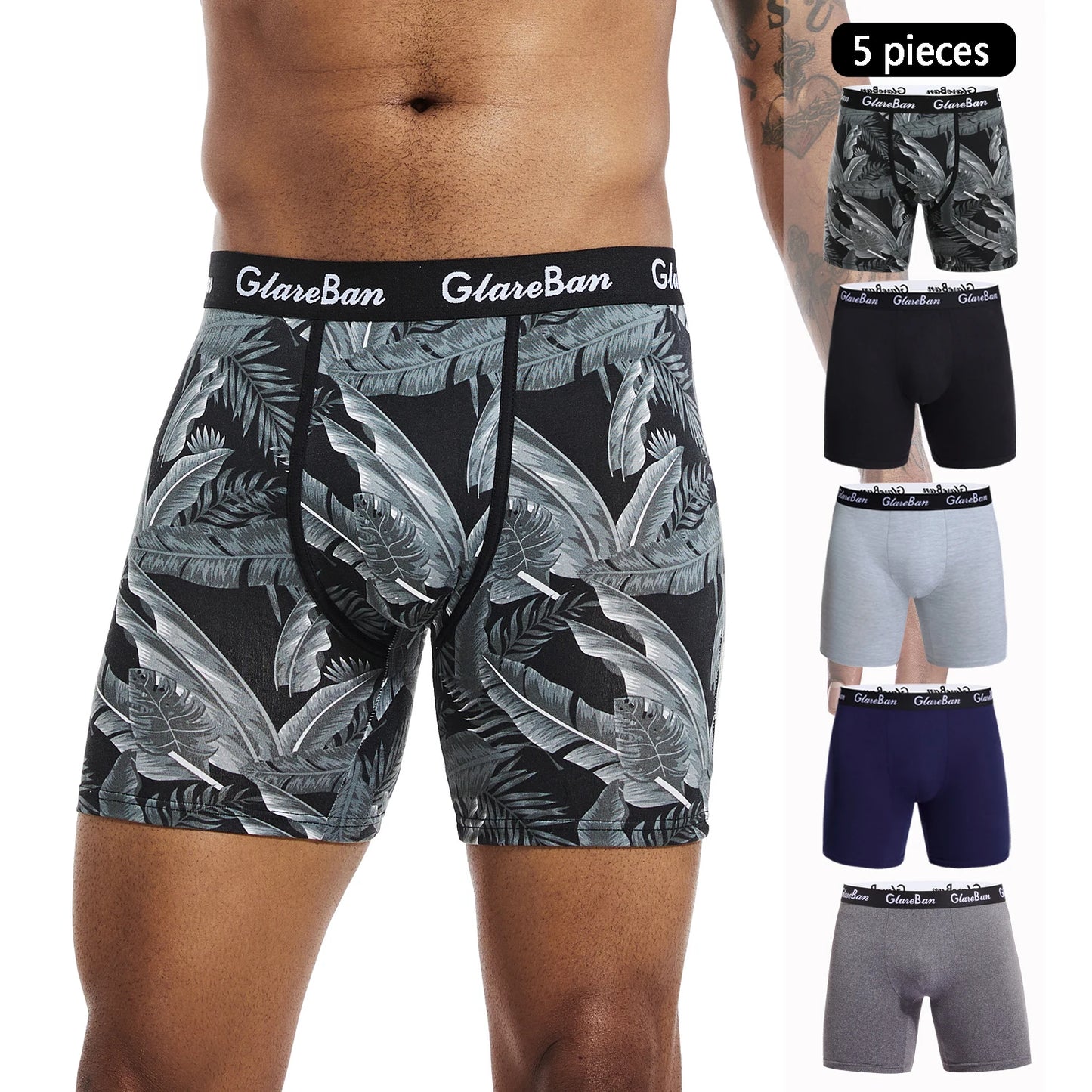5pcs Set Mid-Long Boxer Shorts Halloween Underwear Male Underpants for Men Homme Boxershorts Slips Soft Panties Brand Sexy
