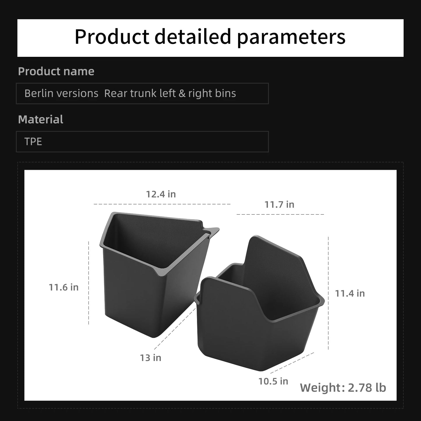 LUCKEASY Berlin Version for Tesla Model Y Juniper 2025 2026 Rear Trunk Storage Box Organizing Tidying Car Case Accessories TPE