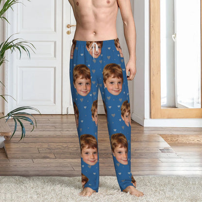 Customized sleeping pants with personalized facial photos long sleeved warm sleeping pants for both men and women  fun Christmas