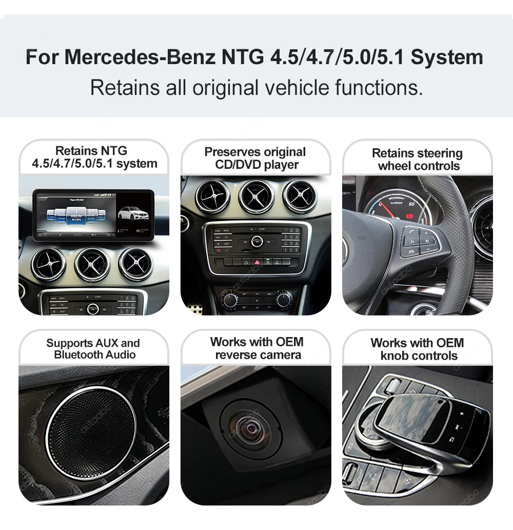 12.3“Wireless CarPlay For Mercedes Benz GLA CLA GLC GLK W205 W176 C117  Ultra thin Touch Multimedia screen with Android Auto BT