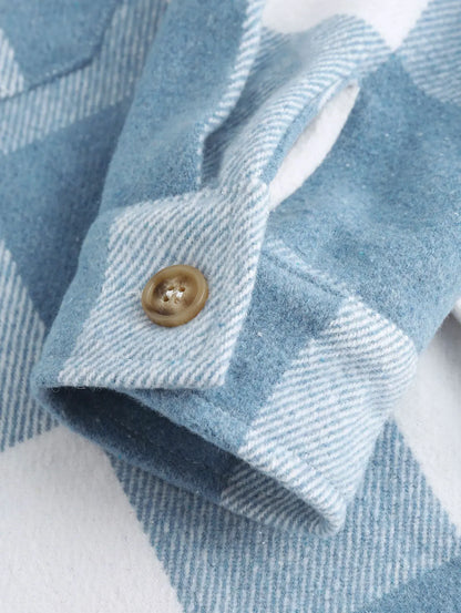 Men's Plaid Print Pocket Button Front Shirt, Regular Fit Casual Long Sleeve Collared Top for Fall & Winter, Men's Clothes for Da