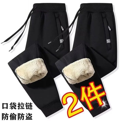 Extra Thick Lamb Velvet Men's Winter Fleece Lined Special Thick Cotton Trousers Autumn Winter Style Sport Sweatpants Casual P...