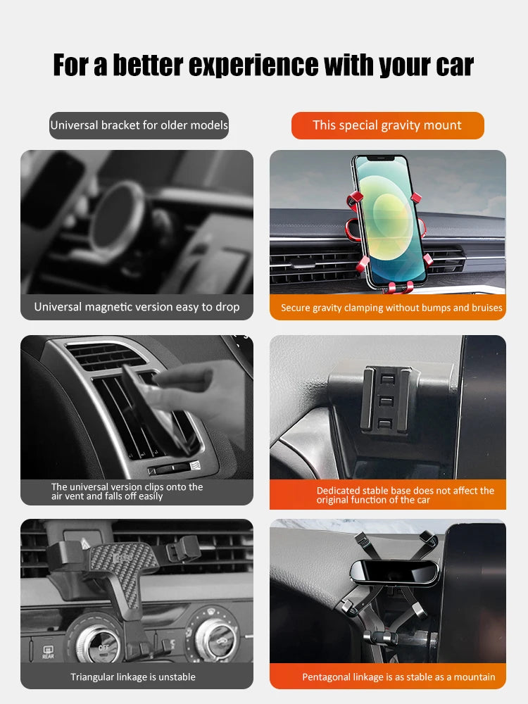 Car Phone Holder For Toyota Alphard 2015 - 2023 ANH30 Styling Bracket GPS Stand Rotatable Support Mobile Accessories
