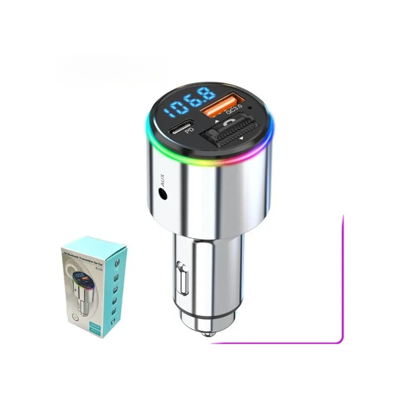 News AUX Player RGB LightBluetooth FM Transmitter Handsfree Car MP3 Player Stereo Car FM Modulator PD30W Quick Charge QC3.0