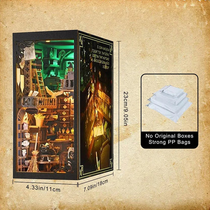 Wooden Book Nook Kits Miniature Wooden Doll Houses 3D Puzzles Assembly Building Toys Bookshelf Insert Decoration Toys For Gift