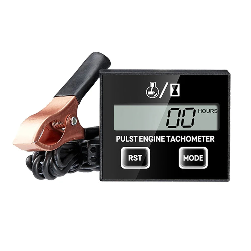 Moto Inductive Digital Tachometer SVC TOT JOB Engine Hour Meter Gauge Backlight Resettable RPM for Motorcycle Lawn Mower