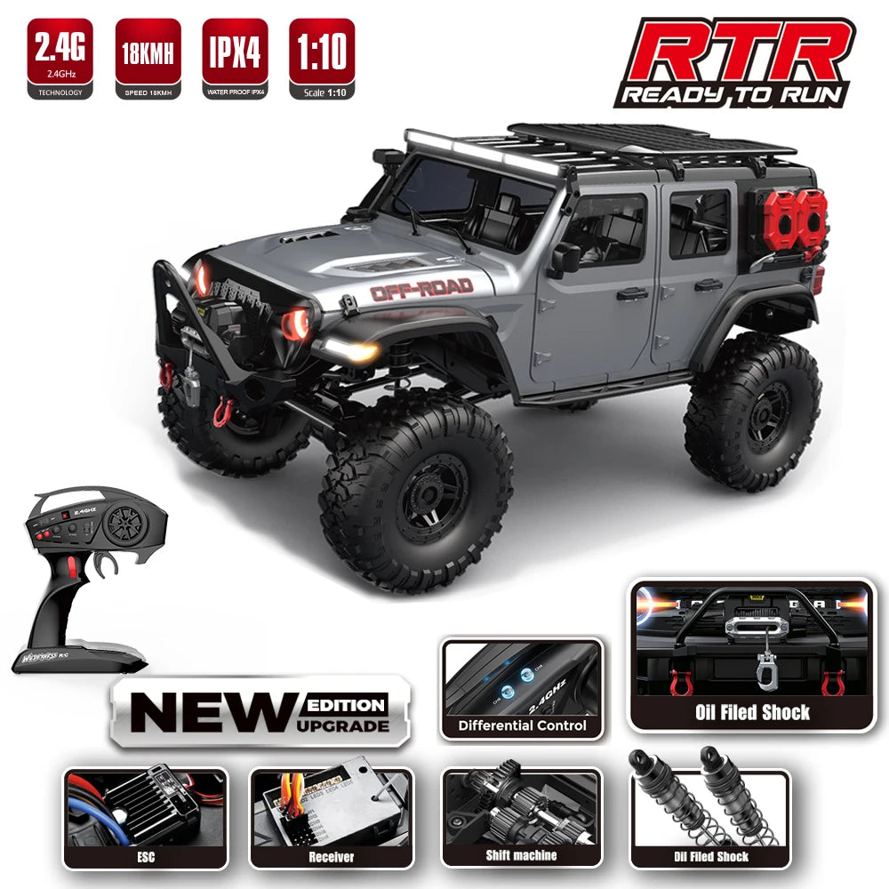 New 1/10 HB R1011 RTR Remote Control Vehicle 2.4G Full Proportional Rock Crawler LED Light 4WD Off-Road Climbing Car Toys Gifts