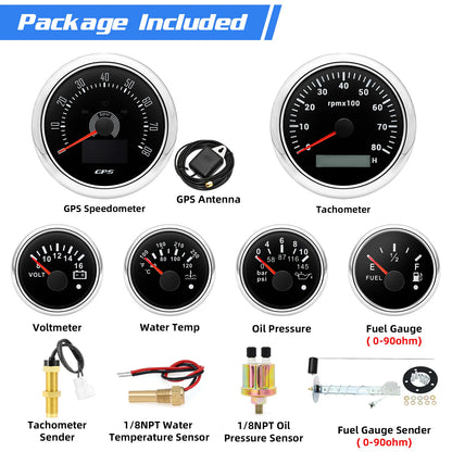 6 Gauge Set Digital GPS Speedometer Tachometer Fuel Gauge Water Temp Oil Pressure Voltmeter With Sensors For Boat Car Customized
