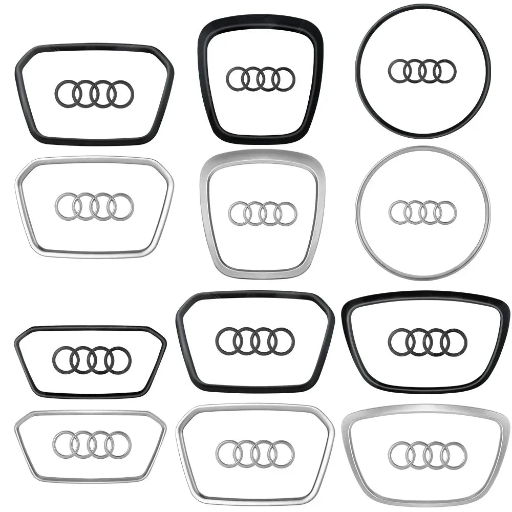 Automobile Steering Wheel Logo Bright Frame Strip Electroplated Car Logo Sticker For Audi A3 A4 B8 8P B9 8V A5 A6 C7 A7 Q3 Q5 Q7