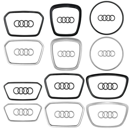 Automobile Steering Wheel Logo Bright Frame Strip Electroplated Car Logo Sticker For Audi A3 A4 B8 8P B9 8V A5 A6 C7 A7 Q3 Q5 Q7