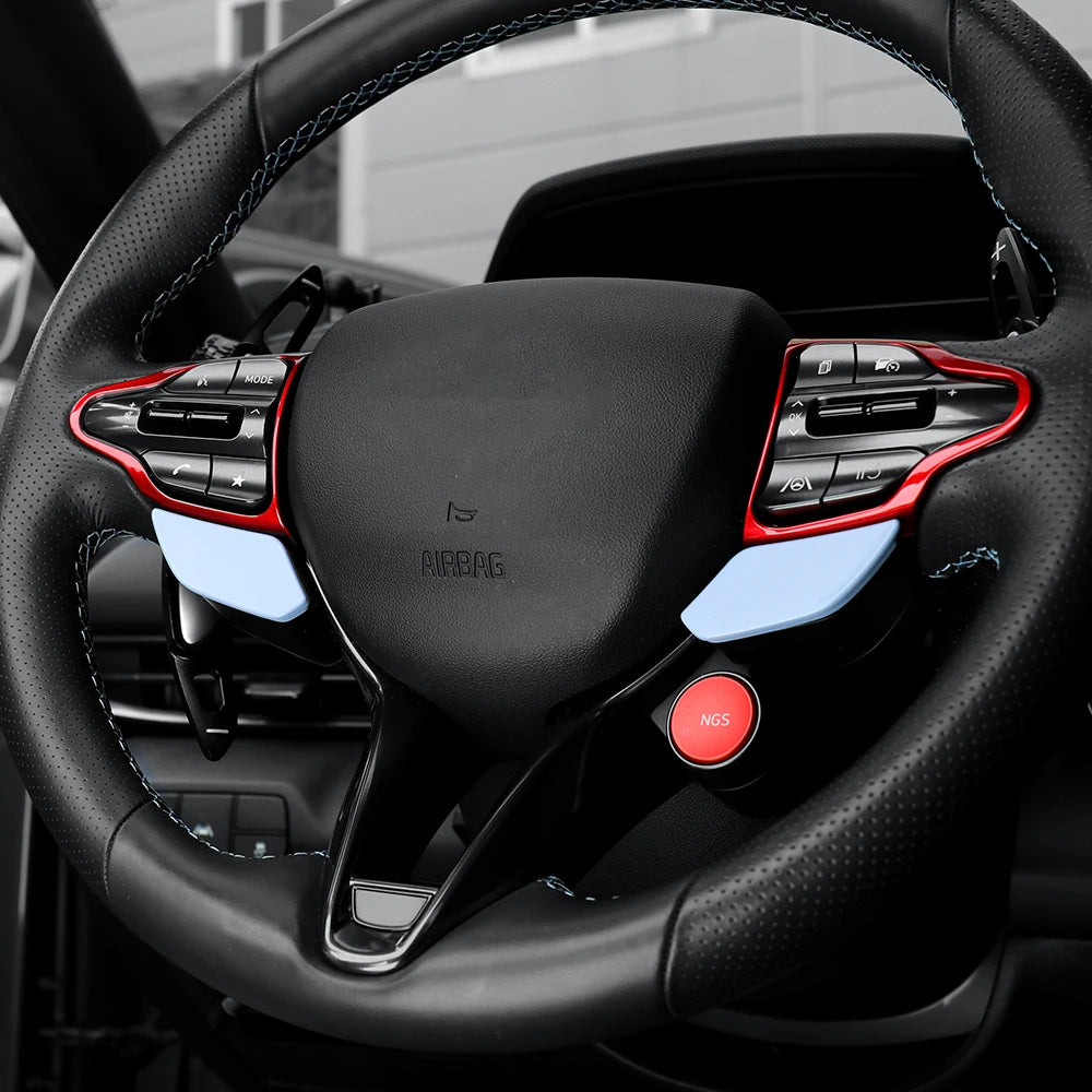 For Hyundai Veloster JS N 2019-2023 i30 N /CN7 N 2024 2025 Car Steering Wheel Button Frame Chin Decoration Cover Trim