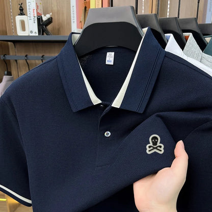 100% Pure Cotton Men's Comfort Breathable Sleek Polo Shirt Business Work Golf Versatile Short Sleeve Premium Offset Printing Tee