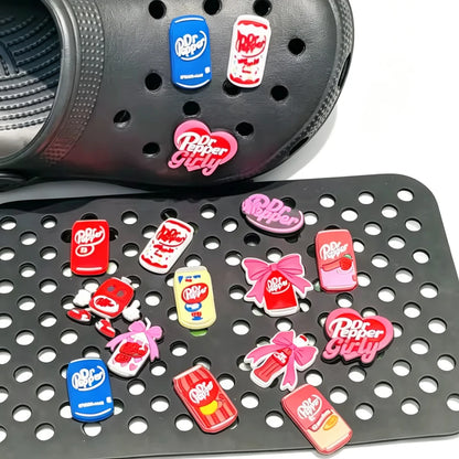 13-100pcs Dr Pepper Soda Bottle Drink Shoe Charms Shoes Accessories Decoration Buckle Fit Clog Sandal Wristbands Accessory