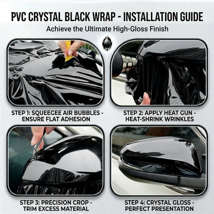 Glossy Black Self-adhesive Vinyl Sticker Circular Film Auto DIY Decal Bubble Free Air Free Car Body Styling Decor Accessories