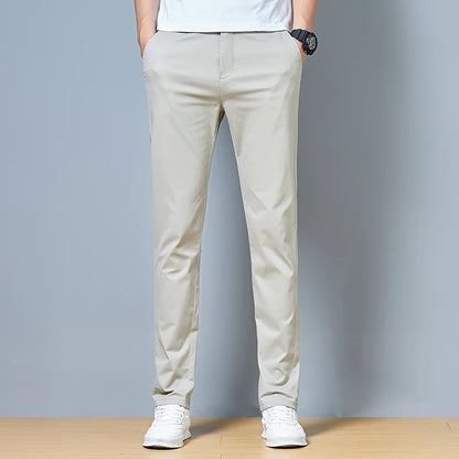 Top Grade Cotton New Brand Casual Fashion Relax Fit Long Dress Pants Korean Straight Business Trousers Office Mens Clothing 2025