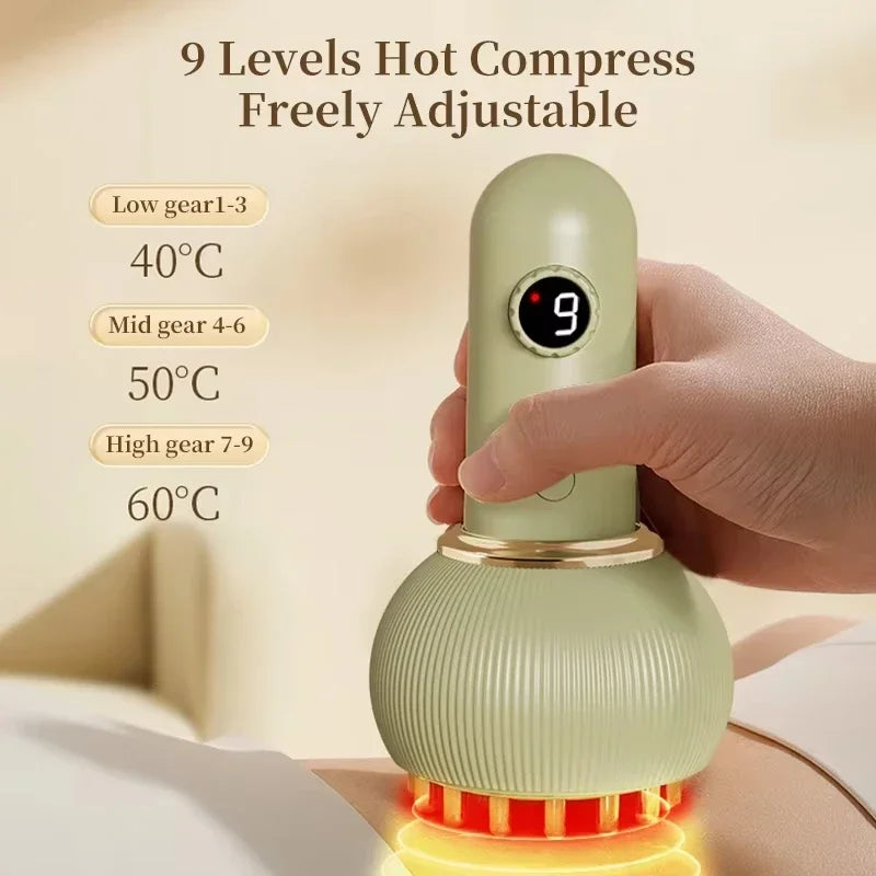 Cordless Electric Cupping Massager Hot Compress Scraping Device Negative Pressure Detox Body Acupoints heating meridian dredgin