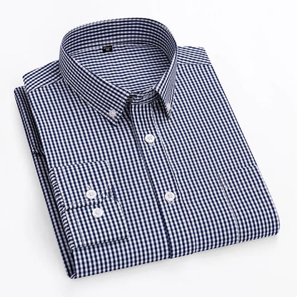 Thin Spring Summer 100% Cotton Shirts for Men Long Sleeve Checkered Dress Shirt Mens Blue Green  Men Clothing  Button Up Shirt