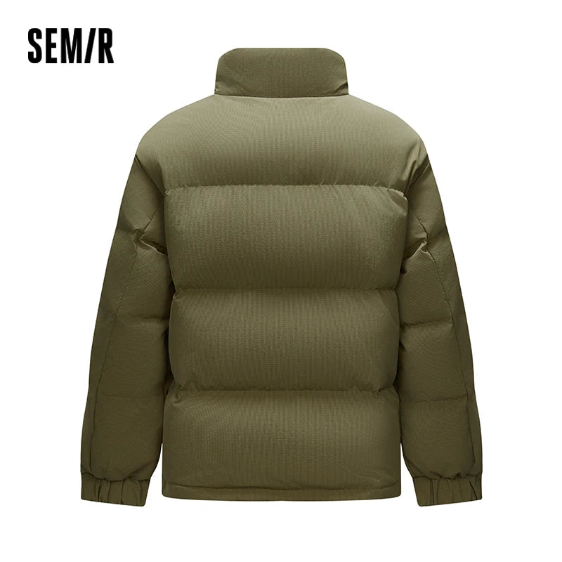 Semir Down Jacket Men Textured Loose Fit Stand Collar Puffer Coat 2025 New Winter Versatile Outerwear