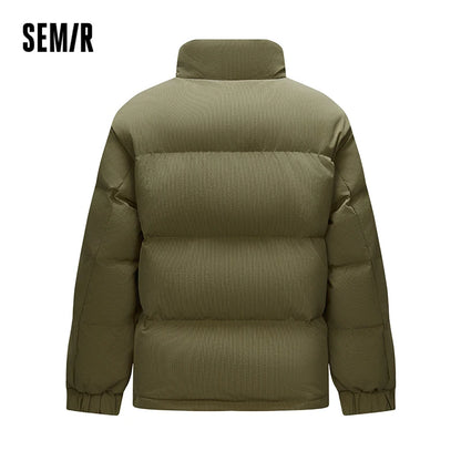 Semir Down Jacket Men Textured Loose Fit Stand Collar Puffer Coat 2025 New Winter Versatile Outerwear