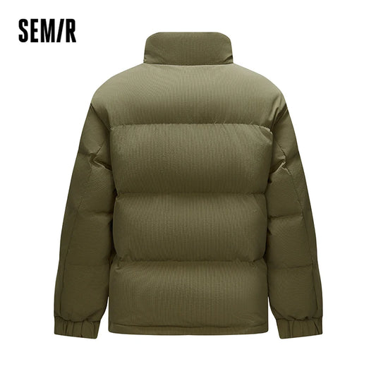 Semir Down Jacket Men Textured Loose Fit Stand Collar Puffer Coat 2025 New Winter Versatile Outerwear