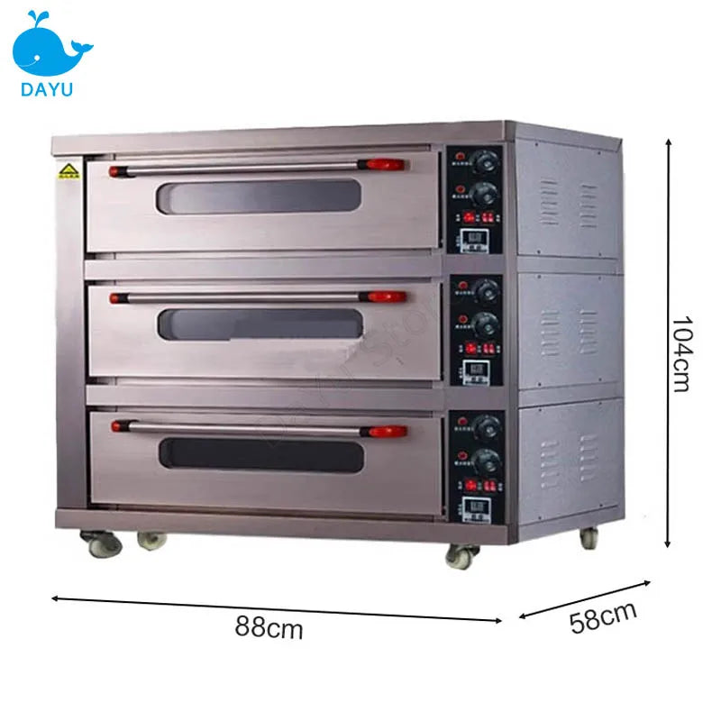 Oven Commercial Electric 3 Layer 3 Plate Bread Cake Large Capacity Food Processor kitchen Equipments Baking Furnace