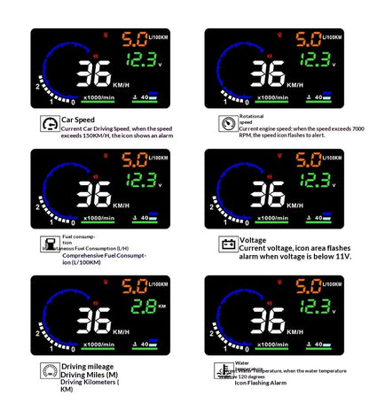 Head-up Display obdUniversal High-Definition Car Speed Projector Portable Car Display ScreenA8