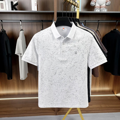 Luxury Cotton Refreshing For Men's Half-sleeved T-shirt 2026 Summer New Polo Shirt Loose Middle-aged Short-sleeved Printed Top