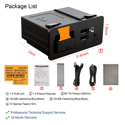 Mazda CarPlay and Android Auto USB Media Hub Retrofit Kit, Support Mazda 3/6/CX5/CX3/CX9/MX5-TK78 66 9U0C K1414 C922 V6 605A