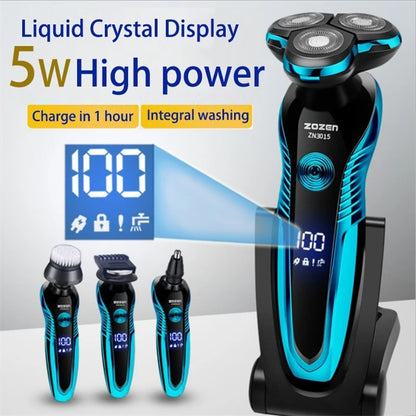 ZOZEN Rotary Electric Shaver Rechargeable Electric Razor Shaving Machine for Men Beard Trimmer Waterproof Wet-Dry Use ZN3015