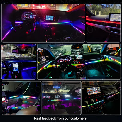 Vgetting 140/55.1inch Car Ambient Lights 2in1 Universal LED Symphony RGB Atmosphere Lamp USB APP Remote for Tesla Model 3 Y S X