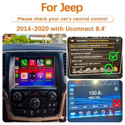 Sinairyu Apple Carplay Android Auto Aftermarket Camera Wireless Module For Jeep Grand Cherokee XJ KL Wrangler Compass Commander