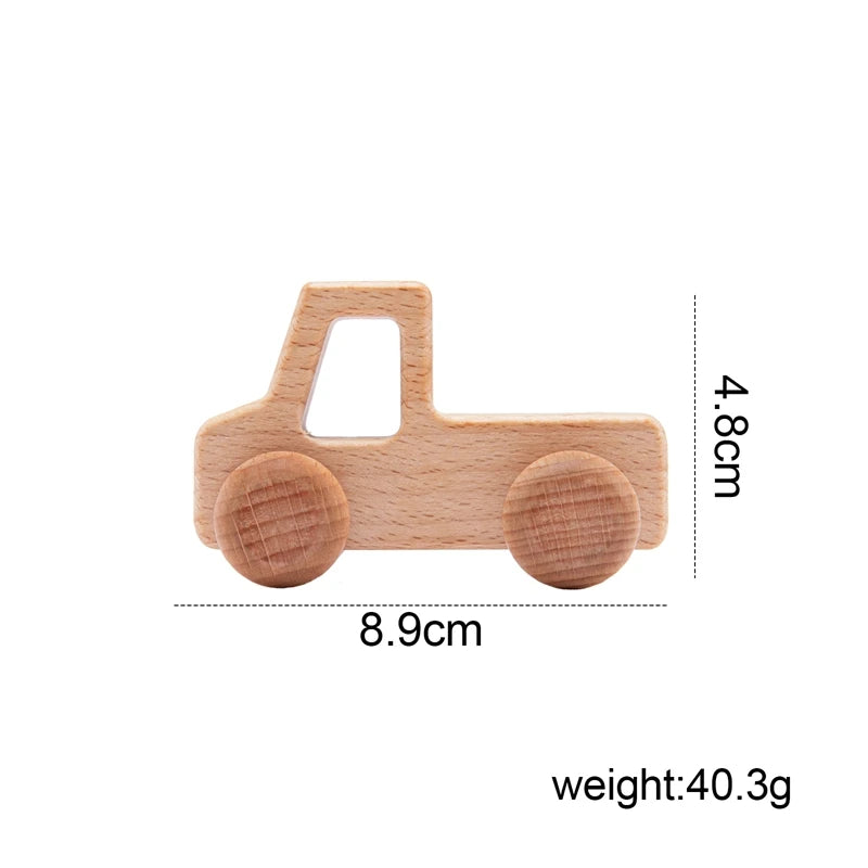 Wooden Baby Car Toys Beech Wooden Blocks Animal Dogs Cartoon Educational Montessori Toys For Children Teething Baby Teether
