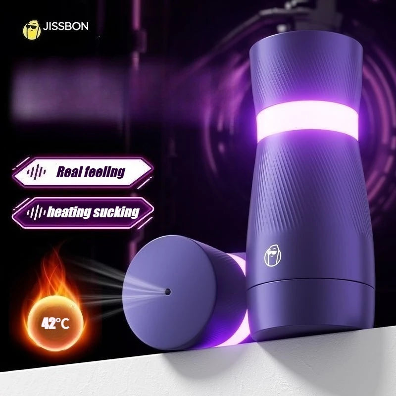 Jissbon Suction Masturbator Cup Intelligent Heating 7 Speeds Vibrating Real Pussy Stroker Piston Blowjob Sex Toys for Man