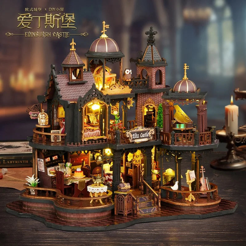 DIY Wooden Miniature Doll Houses Kits Handmade 3D Puzzle Assembly Building With Furniture Lights Dollhouses For Christmas Gift