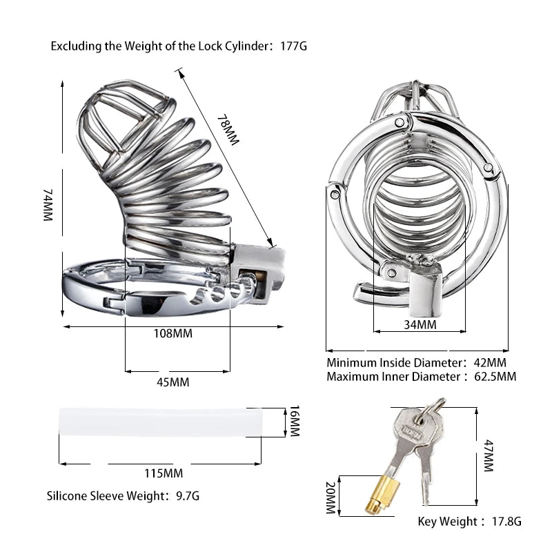New Style Men's Metal Chastity Cage Adjustable Snap Ring SM Bondage Conditioning Stainless Steels CB Chastity Lock Adult Sex Toy