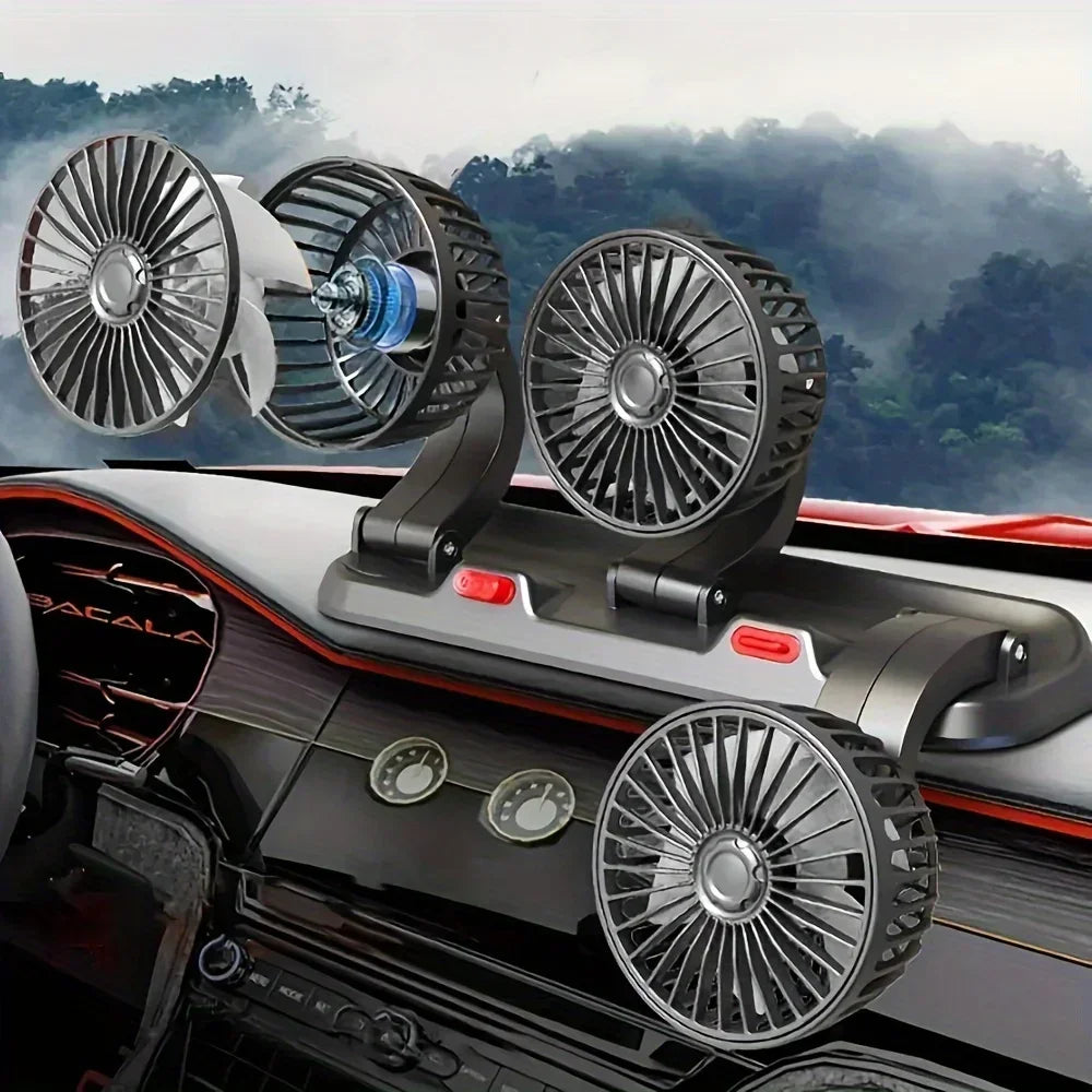360° Adjustable Car Fan with 1/2/3 Heads Electric Air Circulator USB/12V/24V Silent Fan for Home Desk Office Car RV Truck