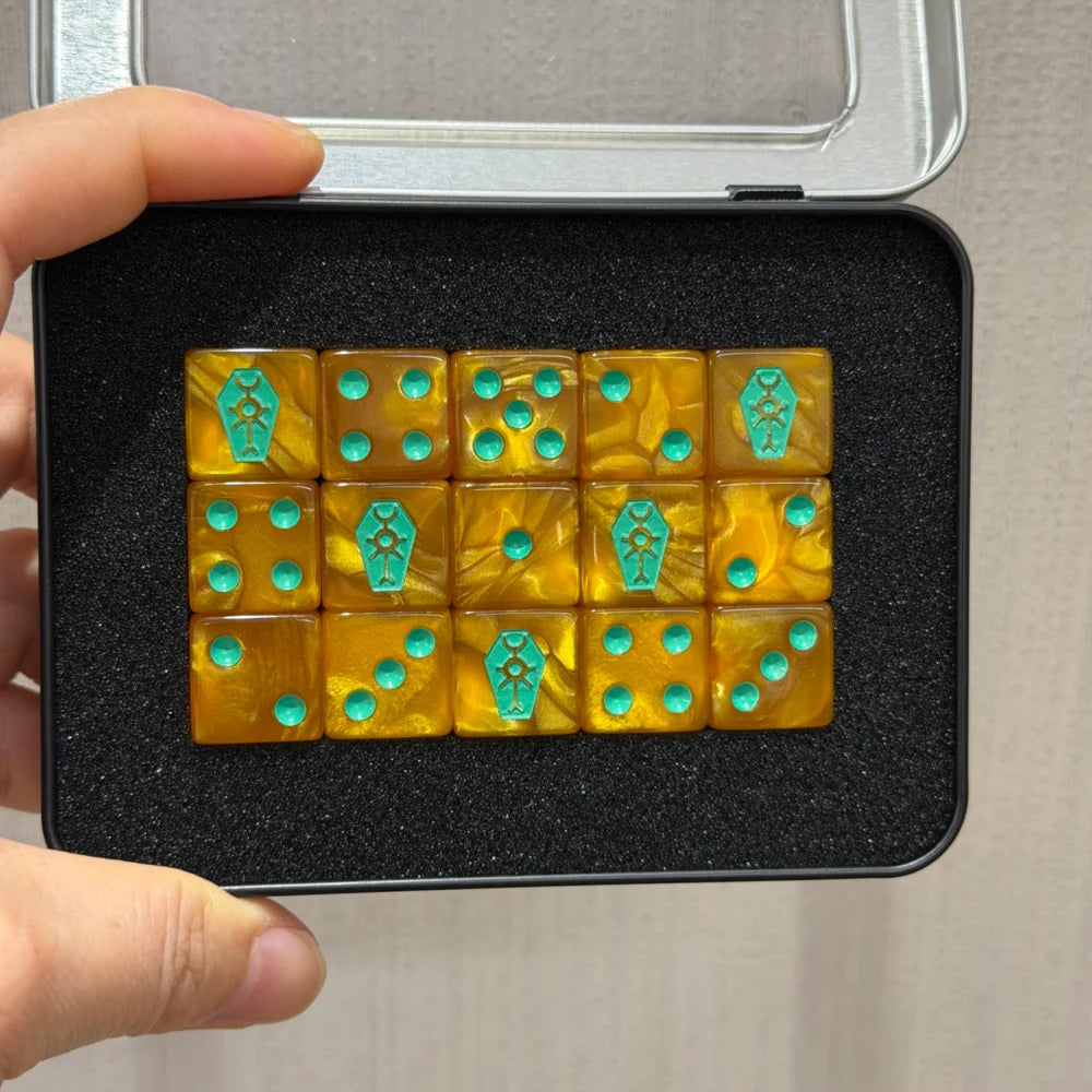 15PCS 16mm/0.63inch D6 Wargaming Dice Set for Tabletop Miniatures Game, Damage Tracking,Army Faction Themed Dice Tokens
