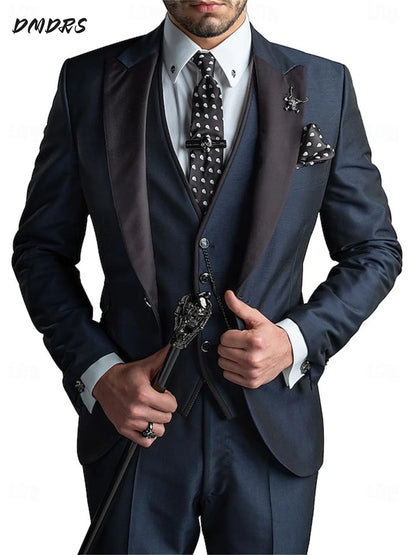 Elegant Men's suit pants vest three piece set Casual Western-style Men Suit Three-piece Set Business Attire For Men  Fashionable