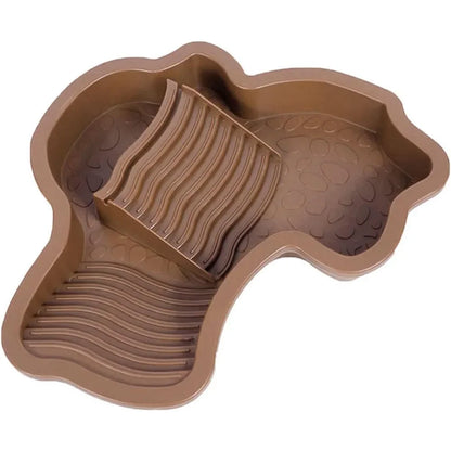 Turtles Bathing Pool Water Bowl with Slip Proof 35x28.50cm Friendly Habitat with Steps for Reptiles Resting and Soaking